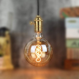 TIANFAN Vintage Edison Led Bulb Big Globe G40 Spiral Led Filament Bulb 2000Kelvin Warmth Glow 4W Dimmable 110-130V E26 Decorative Light Bulb Golden Tint Glass