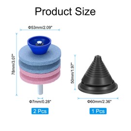 uxcell Lawn Mower Blade Sharpener, 2pcs Corundum Four Layer Mower Blade Grinder Stone with Black Blade Balancer for Power Drill Hand Drill Garden Tool, Blue/Pink