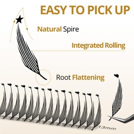 Lunamoon Heartstar-0.07-D, 8-15 mm Prefabricated Fan Eyelashes, 10D Fan Eyelashes, 800 Fans Volume, Premade Fan Eyelashes, Volume Eyelashes, 0.07 D Curl, 8-15 mm