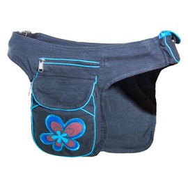 Kunst und Magie Double Bum Bag Sidebag Belt Bag Festival Bag, black/blue