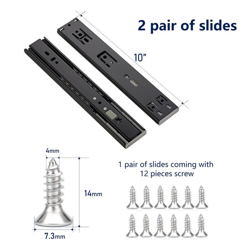 Ravinte 10 Inch Soft Close Drawer Slides 5 Pairs 10