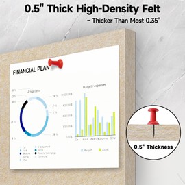 ANLIOTE 6 Pack Cork Board Felt Bulletin Board with 60 Push Pins, 1/2" Thick Pinboard Square Tiles for Wall Organizer - Home Office Classroom Decor, Photo Display, Memo Board (11.8"x11.8"- Beige)