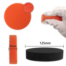 Sponge Buff Car Wash 125mm Electric Polisher Polishing Sponge Urethane Buff For Car Polishing Waxing Sponge Buff Polishing Buff Polisher Buff Flat Sponge Magic Tape Style 8-Piece Set (Black + Orange)
