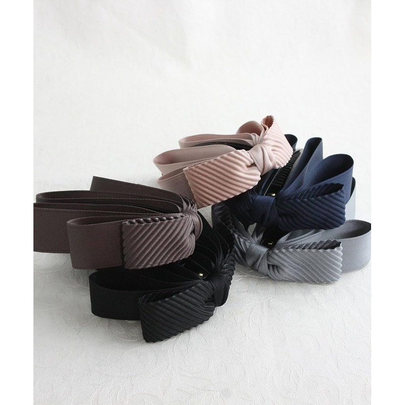 VINGTAINE H-935-BK Ribbon, Banana Clip, Satin, Thin, Medium, Hair Clip,