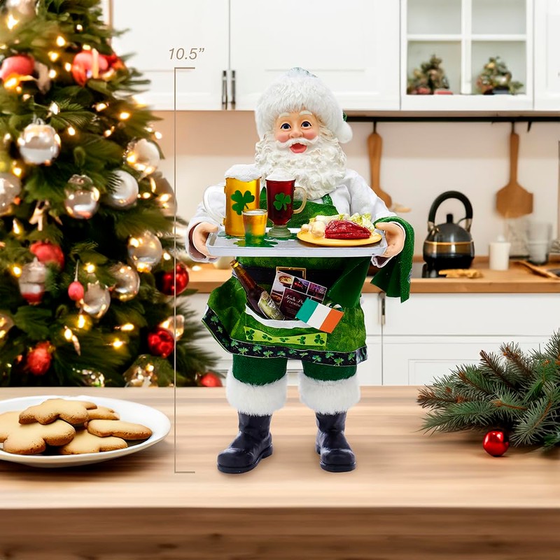 Kurt Adler 10.5-Inch Fabriché™ Musical Irish Chef Santa