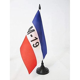 AZ FLAG 19TH OF APRIL MOVEMENT IN COLOMBIA TABLE FLAG 5'' x 8'' - M-19 COLOMBIAN DESK FLAG 21 x 14 cm - Black plastic stick and base