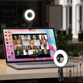 Mojimdo LED Ringlicht für Handy und Laptop, Selfie Licht mit 3 Farbtemperaturen und 5 Helligkeitsstufen, USB Videolicht für Videokonferenz, Zoom, YouTube, TikTok, Makeup, Fotografie