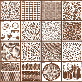 GORGECRAFT 16Pcs 16 Styles Layering Stencils Mixed Media Plastic Leopard Stencil White Diamond Spirals Cubist Templates Geometric Painting Patterns Stencils for Card Making Furniture DIY Crafts