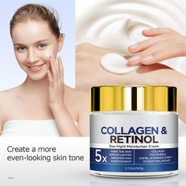 Retinol Collagen Cream for Face,Anti-Aging Retinol Cream Anti-Wrinkle Reduce Fine Lines Lifting and Firming Cream 24-Hour Facial Care Suitable For Most Skin Types 60g