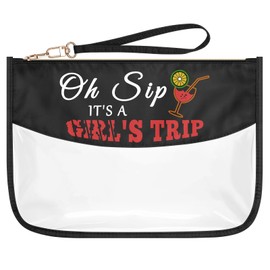Girl Trip Gifts for Sister Travel Makeup Bag Girls Weekend Gift for Best Friend Bestie Clear Zipper Cosmetic Bags Friendship Gift for Her Graduation Birthday Gift for Women Girls Travel Toiletry Pouch