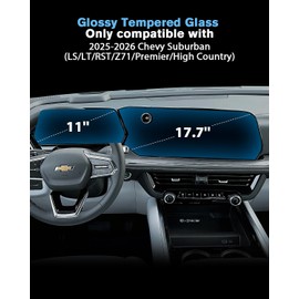 WEIPIN For 2025~2026 Chevy Suburban (LS/LT/RST/Z71/Premier/High Country) Screen Protector 17.7+11 Inch Glossy Tempered Glass Touchscreen *1 + Dashboard *1 Accessories - No More Scratch&Fingerprint