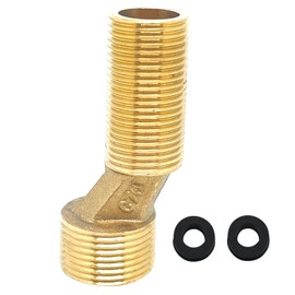 generic 2pcs Brass Bend Angle Adapter Faucet Adapte Kit with Rubber Gaskets,Adjustable Swing Arms 3/4""Male Thread x 1/2"" Male Thread(Length 70mm/2.75""), Yellow