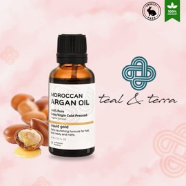 Teal & Terra Moroccan Argan Oil 100% Pure extra virgin cold pressed for daily nourishing Hair & Skin, Face Care & Stretch Marks | 30 ML