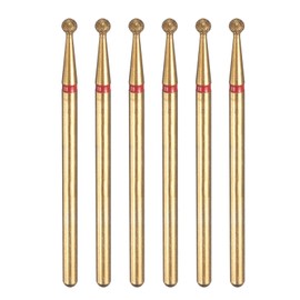 sourcing map 6pcs 200-230 Grits Diamond Grinding Bit 2.3mm Ball Head 2.35mm Shank 2.5mm Length Titanium Plated Stone Sanding Drill Bits Rotary Tool for Nails Grinding Polishing