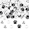 120 Pieces Cow Wooden Beads Dog Paw Footprint Bead Puppy Paw Wood Beads Cute Spacer Beads for Christmas DIY Crafts Garlands Jewelry Making Party Home Decoration (White Black Dog Paw)