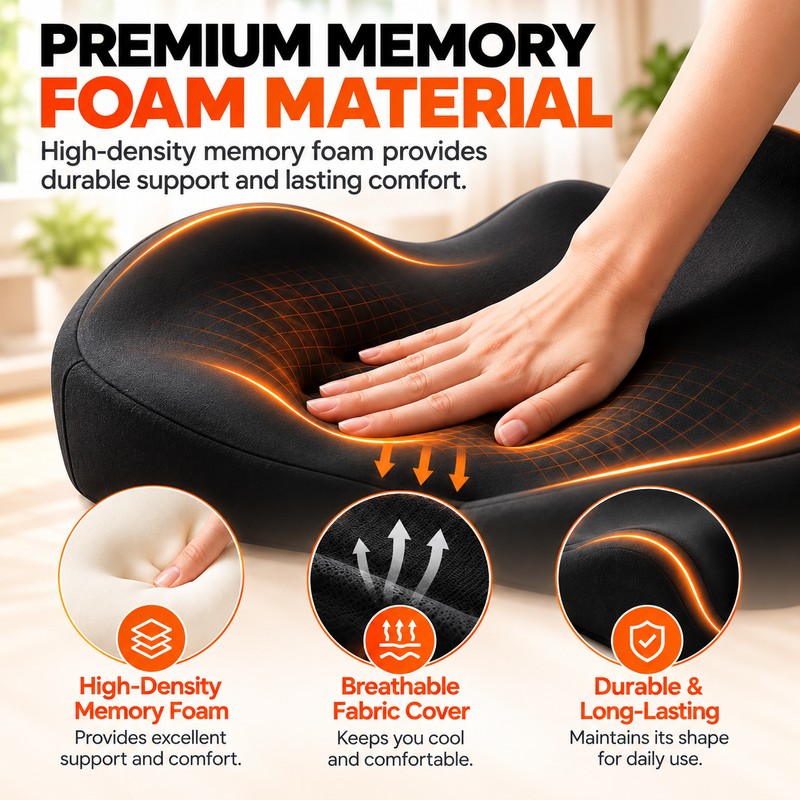 Ergonomic Memory Foam Seat Cushion for Office Chairs – Full