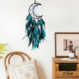 Dream Catcher Black and Blue Feather Dreamcatcher Handmade Dream Catchers for Bedroom Wall Hanging Decorations Ornaments Craft for Adult Kids for Bedroom Home Hanging Decoration
