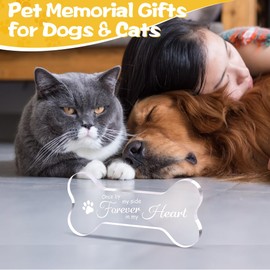 FDKYOEK Acrylic Dog Memorial Gifts, Crystal Clear Pet Memorial Gifts for Loss of Dog Sympathy Gift, Thoughtful Dog Remembrance Gift, Cute Bone Shaped Memorial Plaque Decor Ornament for Dogs Puppy