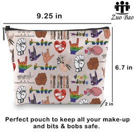ASL Gifts ASL Teacher Cosmetic Bag ASL Awareness Hand Sign Gift ASL Support Gift Deaf Pride Gift Deaf Community (ASL)