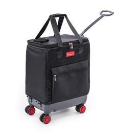 Handy Sandy All-Purpose Roller Bag – Foldable Top-Opening Tote on Wheels with Zipper Closure, 8 Spinner Wheels, Lightweight & Durable – Travel, Groceries, Laundry, Work, Everyday Hauling - Patent- Red