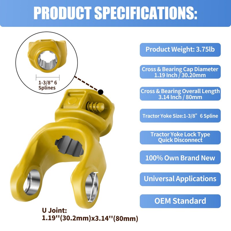 New PTO Yoke Series 5 Metric 1-3/8" 6 Features a