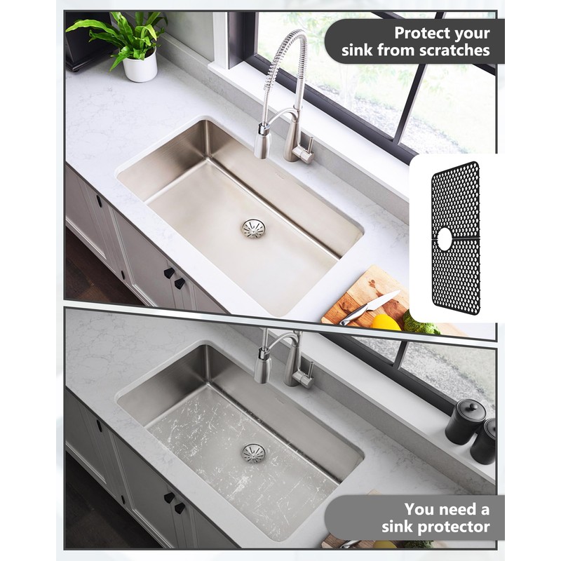 Behok Separable Silicone Sink Protector Grid Mat 28-7/16x13-13/16",Black