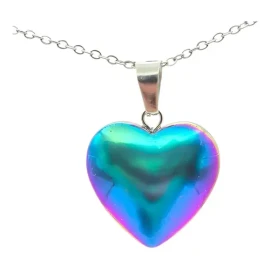 Collar Corazón Cuarzo Rosa Obsidiana Amatista Cadena Acero Tornasol