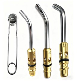 A3 A5 A8 Air Acetylene Torch Tip Set, Acetylene Turbo Torch Tips, 3/16" 1/4" 5/16" Tip Size for TurboTorch Acetylene Tip Kit, Manual Lighting, Quick Connect, Removable Orifice Screw