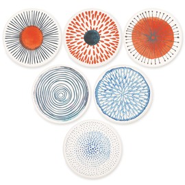 AD Set of 6 Coasters for Drinks Absorbing Round Ceramic Stone Coaster with Cork Base,Tabletop Protection Mat for Mugs and Cups,Office,Kitchen (Colorful Series)