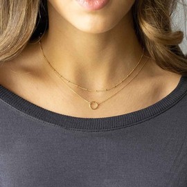 Cybche Vintage Layered Circle Necklace Choker Hollow Circle Pendant Necklace Open Circle Ring Necklace Layered Round Circle Clavicle Necklace Gold Satellite Chain Necklace Jewellery For, Zinc, No