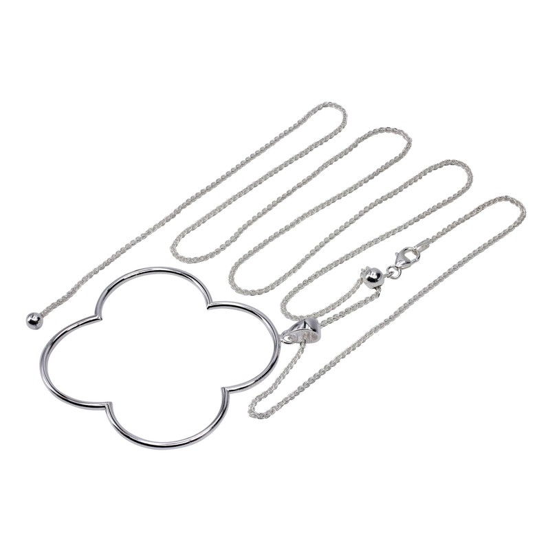 SILBERMOOS Women's Large Pendant Flower Clover Shiny 925 Sterling Silver,