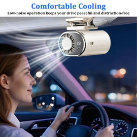 Portable Clip-On Mini Fan,1-199 Wind Speed Portable Cooling Personal Fans, USB Rechargeable Car Clip on Air Conditioner Fan, 360° Adjustable Turbo Fans for Outdoor, Travel, Beach, Campin (White)