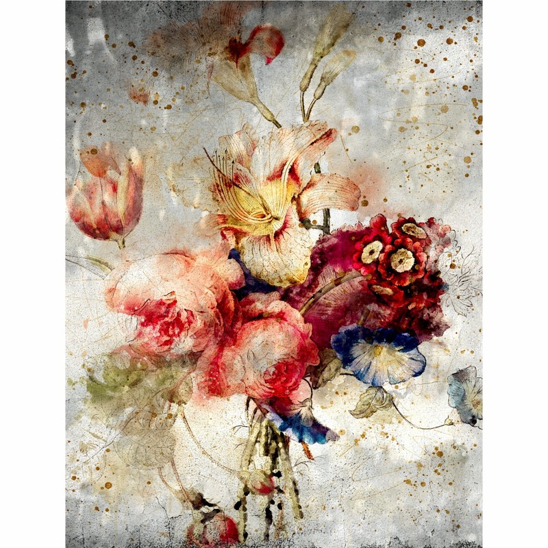 Distressed Bouquet Rice Paper 8" x 10.5" - 6 x