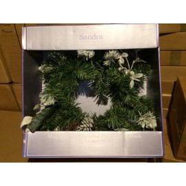 Sandra Lee Christmas Magnolia And Frosted Pinecone Wreath New In Box 18"