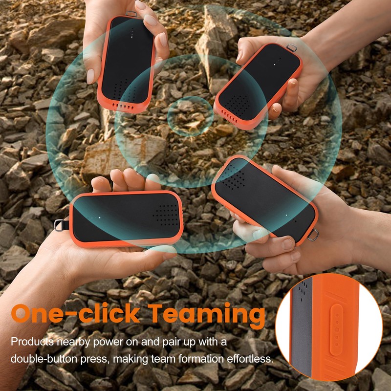 POBOVi Mesh Communicator Walkie Talkie, Group to Communicate Hands-Free While