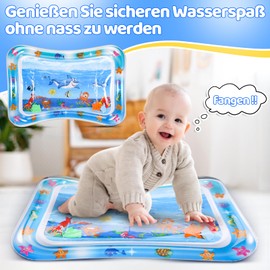 Water Mat, Water Play Mat Baby, Ocean of Discovery Inflatable Tummy Time Mat, Baby Mat, Activity Inflatable Sides, Water Play Mat, Water Toy for Newborns Babies, 3, 6, 9 Months