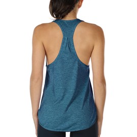 icyzone Workout Tank Tops for Women - Athletic Yoga Tops, Racerback Running Tank Top (L, Denim)