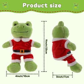 Furvana Green Frog Plush,9" Soft Frog Stuffed Animal Plush Toy, Kawaii Plush Doll, Cute Plushie with Cloths Toy Gift for Kids Children Birthday