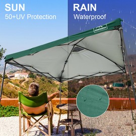 KAMPKEEPER Replacement Top Pop Up Canopy Tent Cover Roof with Air Vent and Adjustable Elastic Strap, Polyester UV Waterproof for Outdoor Garden Patio Sun Shade(Top Only) (Green, 10x10FT)