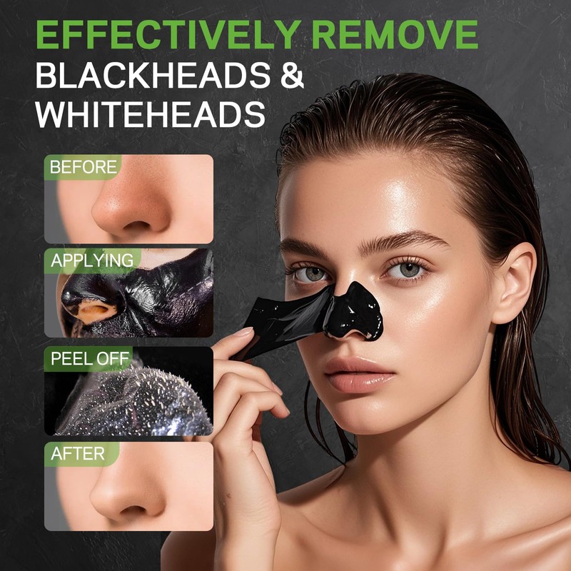 Blackhead Remover Mask, Purifying Peel Off Charcoal Masks Kit, Black