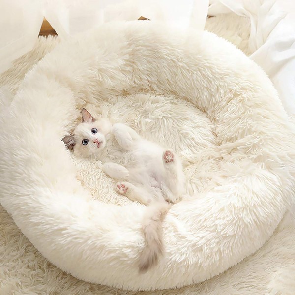 Gavenia Cat Beds for Indoor Cats,20’’x20’’ Washable Donut and Dog
