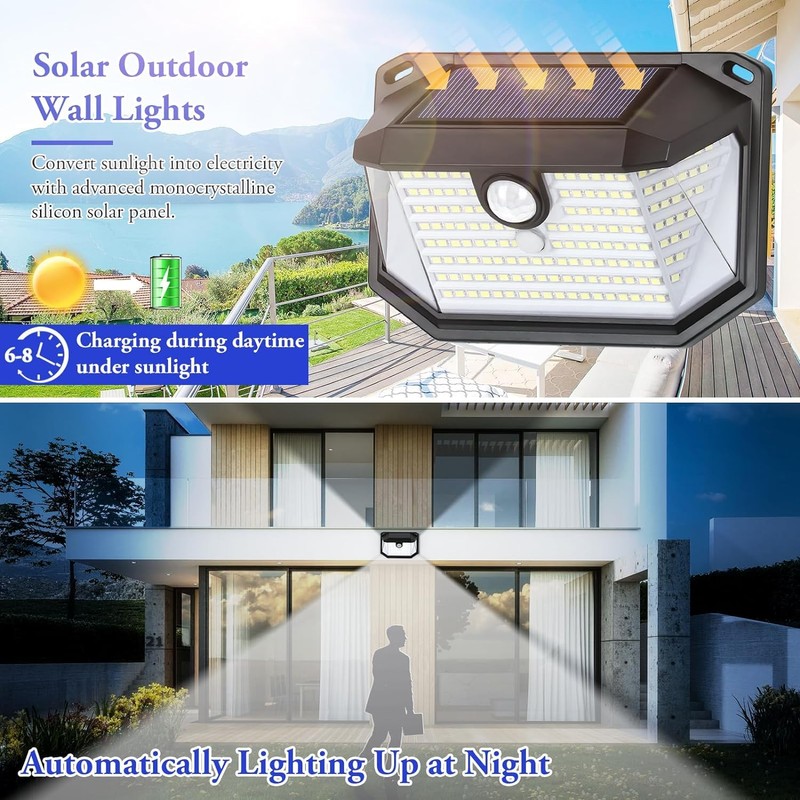 Solar Outdoor Lights, 12-Pack Super Bright 178 LEDs Motion Sensor