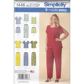 Simplicity 1446 Women's Six Made Easy Pull-On Tops, Pants or Shorts Sewing Pattern, Size 26W-28W-30W-32W