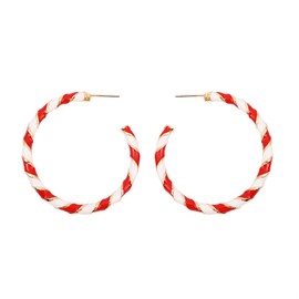 Christmas Candy Cane Earrings for Women Candy Cane Hoop Earrings Red White Twisted Hoop Earrings Huggie Hoops 30mm Christmas Hoop Earrings Holiday Earrings Christmas Party Jewelry Gifts