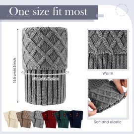 Geyoga 6 Pairs Woman Boot Cuffs Crochet Knitted Short Boot Topper Cuffs Stretch Leg Warmer Socks for Winter (Novelty Colors)