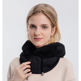 Warmer Winterhut für Damen, Skimaske, gefüttert, Plüsch, Motorrad, Fahrrad, Outdoor, Rennen, winddicht, für Damen und Mädchen, Schwarz , One size