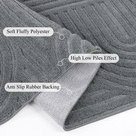 SHACOS Soft Cozy Fluffy Arch Pattern High-Low Tufted Area Rug 4'x5'3" Non Slip Washable Modern Geometric Rug Stain Resistant Contemporary Carpet for Living Room Bedroom Dining Room, Grey