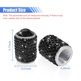4PCS Bling Crystal Car Tire Valve Stem Caps, Attractive Handmade Rhinestone Stem Covers, Universal Shinny Diamond Dustproof Tire Valve Caps for Cars, Motorcycles, SUVs, Bicycles, Trucks (Black)