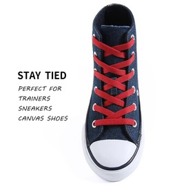 VSUDO VSUDO 100cm Length Flat Red Trainers Shoelace, 8mm Wide Red Shoe Laces for Sneakers, Premium Trainer Shoe Strings, Replacements Athletic Sport Shoelaces for Women or Men (1Pair-Red-100cm)