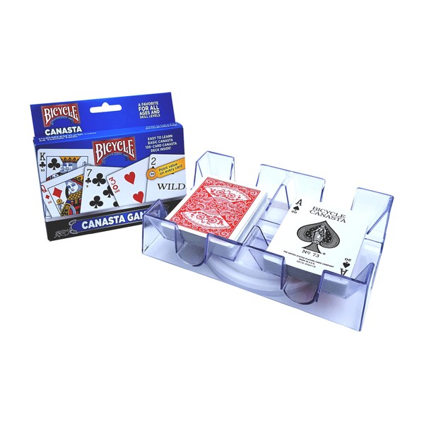 Canasta Games Playing Cards With 2 Deck Rotating Card Tray Holder Set